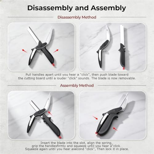 Ozwixhvt Kitchen Scissors with Cutting Board, Safety Lock, 2-in-1