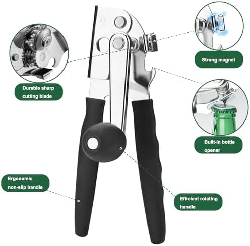 Commercial Can Opener, Heavy Duty Can Opener Manual with Magnet