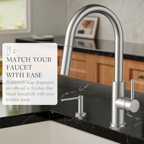 FORIOUS Soap Dispenser for Kitchen Sink, Brushed Nickel Stainless