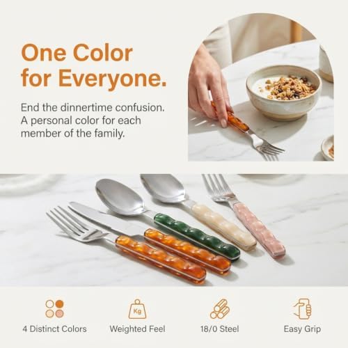 WAVE Colorful Silverware Set, 20-Pc, Service for 4