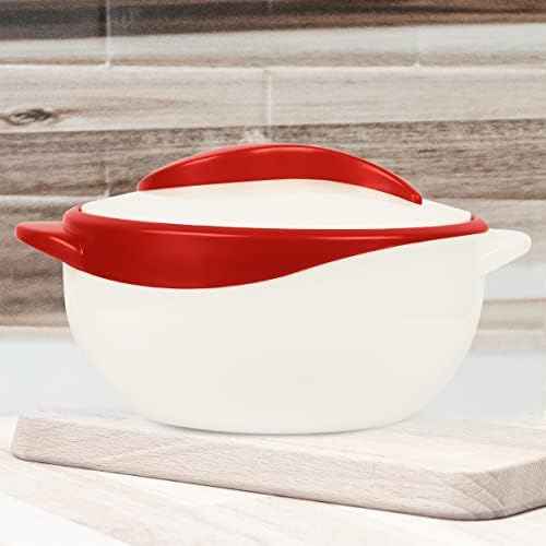 Pinnacle Insulated Casserole Dish with Lid 2.6 qt. Hot Pot Food Warmer/Cooler –Great Thermal Soup/Salad Serving Bowl- Stainless Steel Hot Food Container–Best Gift Set for Moms –Holidays Red/white
