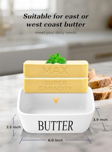Butter Dish with Lid, Large Butter Container for Countertop, Ceramic
