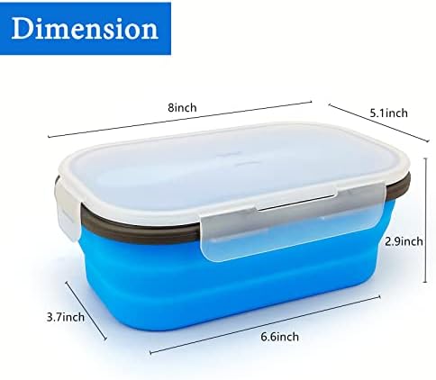 Collapsible Lunch Box Containers, Silicone Bento Box with Airtight Lid