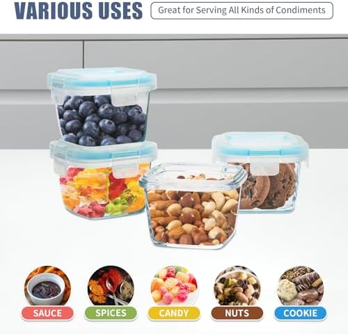 6 oz Glass Food Storage Containers with Lids, 6-Pack