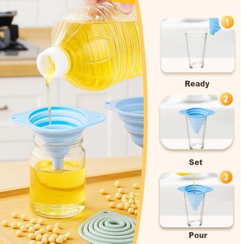 Kitchen Funnel Set, 2025 New Food Grade Silicone Collapsible Small