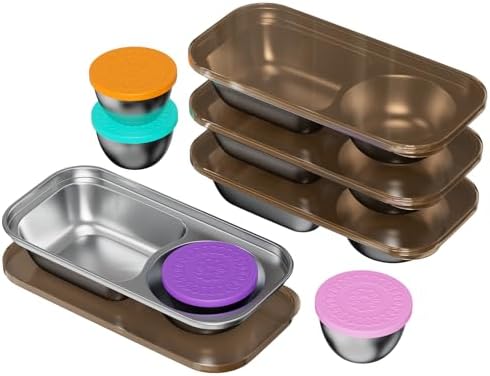 2 Compartment Grab and Go Snack Containers Reusable,Stainless Steel