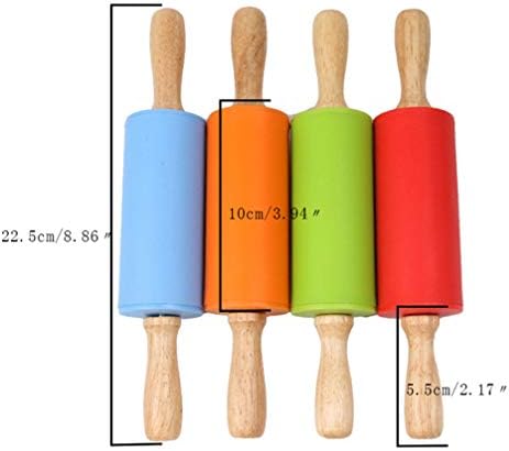 Mini Pin Rolling for Silicone with Wooden Handle Dough Baking