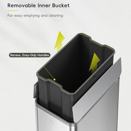 EKO X-Wing Step Trash Can, 50L, Stainless Steel