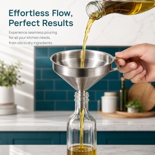 Stainless Steel Filter Funnel with Strainer for Kitchen Use, Food
