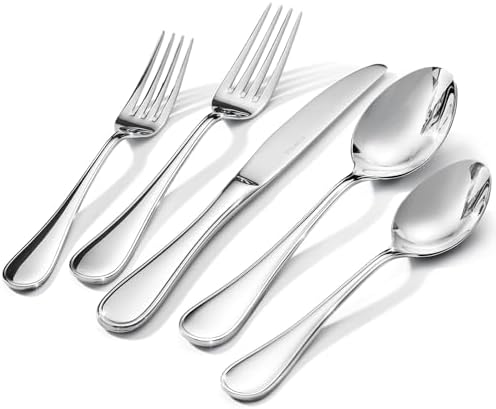 18/10 Stainless Steel Silverware Set for 4, 20 Piece Teardrop Flatware