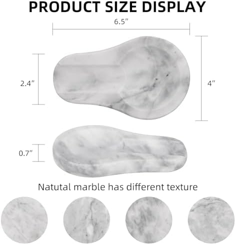 Marble Spoon Rest, Light Grey, 4 * 6.5