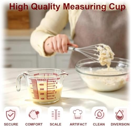 16 Oz Glass Measuring Cup, Clear Borosilicate Glass Measuring Cup