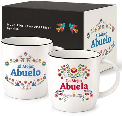 Triple Gifffted La Mejor Abuela and Abuelo Coffee Mugs Set in Spanish