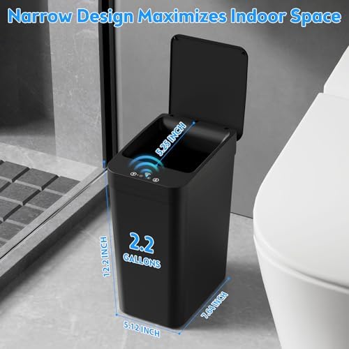 KOEYLE 2 Pack 2.2 Gallon Touchless Bathroom Trash Cans