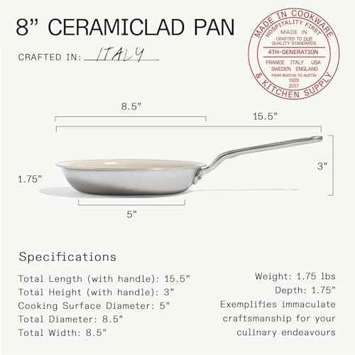 Made In Cookware - 3-Piece (Includes 8",10",12") CeramiClad 2.0 Non Stick Frying Pan Set (Stainless Handle) - 5-Ply Stainless Clad with Stay-Cool Handle - Professional Cookware - Crafted in Italy