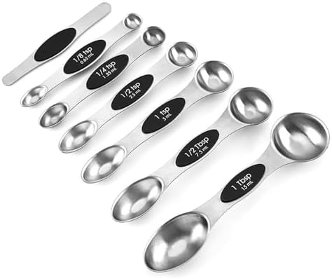 INKULTURE Magnetic Measuring Spoons Set of 7, Dual-Sided Stainless