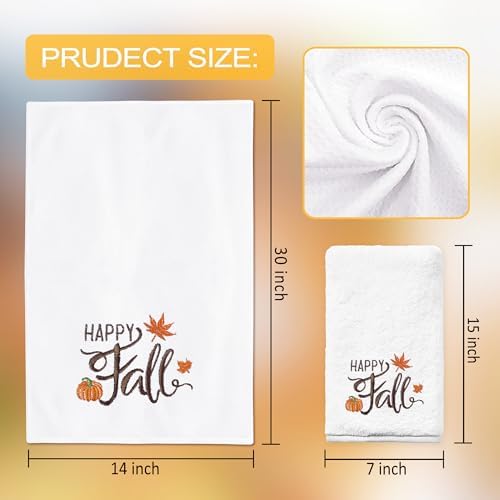 Fall Hand Towels for Bathroom Set of 2, Pumpkin Bathroom Decor
