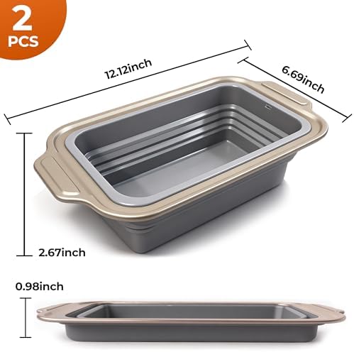 2-Pack Collapsible Silicone Bread Pans with Reinforced Rim & Oven