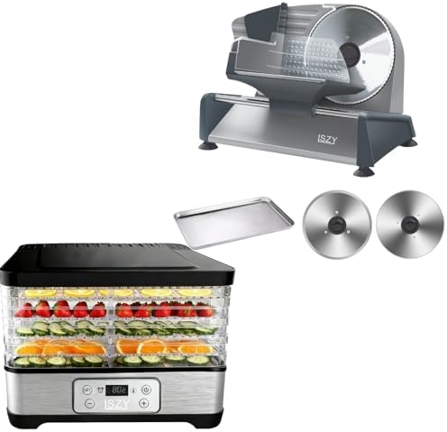 Meat Slicer and Food Dehydrator Bundle, 5 BPA-Free Trays