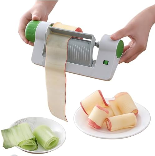 Handheld Vegetable and Fruit Slicer, White and Green