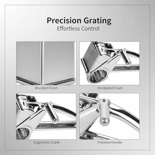 Stainless Steel Hand Crank Cheese Grater with 2 Blades