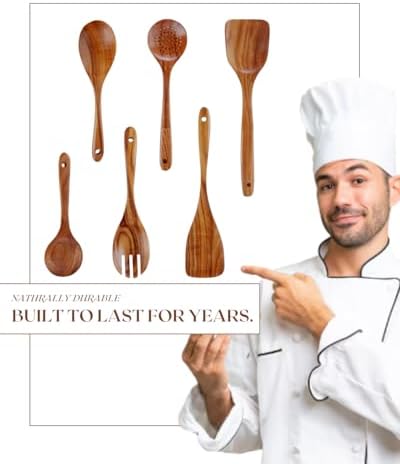 6-Piece Teak Wood Cooking Utensil Set