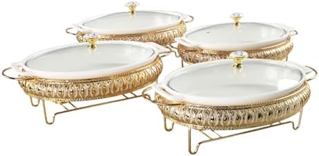 11.4" x 8" Ceramic Oval Casserole with Glass Lid, Set of 4
