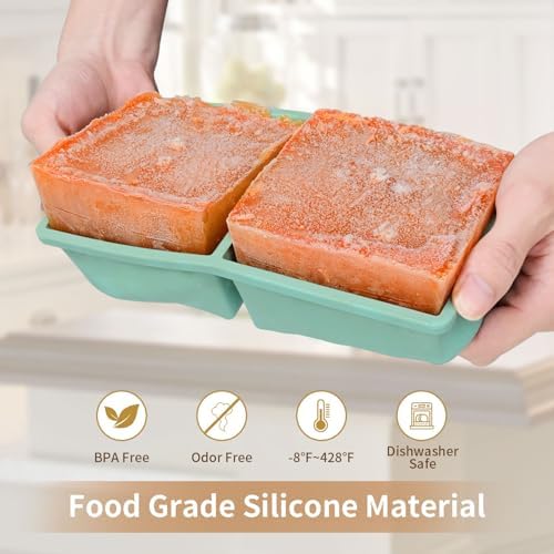 Silicone 2-Cup Freezer Tray with Lid, 2Pack