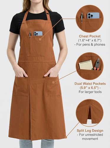 Molaxhome Split Pottery Apron with 3 Pockets Unisex with Adjustable