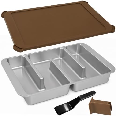 Brownie Pan with Lid, Spatula and Wedge, Nonstick Cast Aluminum 9"