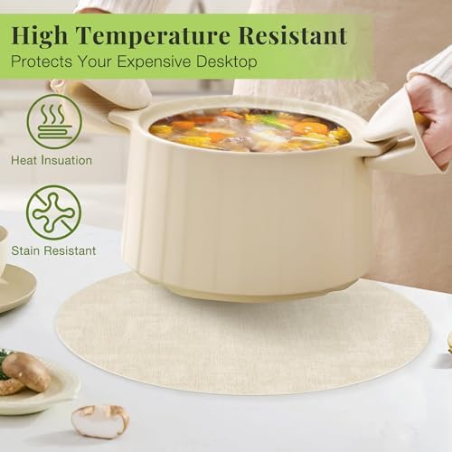 Fyvva Placemats Set of 4, 13" Round Reversible Faux Leather with