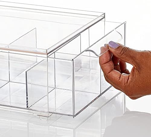 mDesign Plastic Kitchen and Pantry Organizer with Divided Drawer