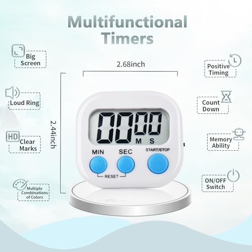 6-Pack Magnetic Digital Kitchen Timers, Multicolor