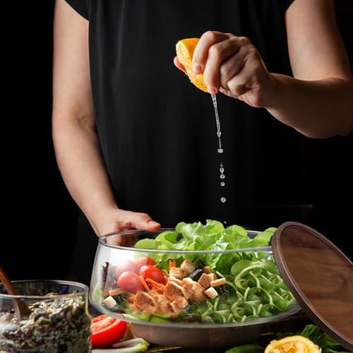 Large Glass Salad Bowls with Lid Set