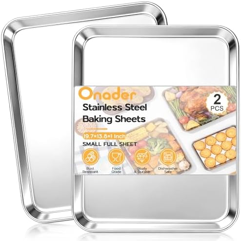 Onader Baking Cookie Sheet Set, 20 x 14 Inch Stainless Steel Large