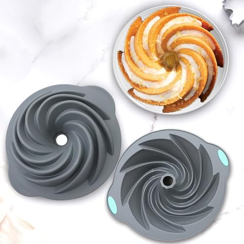 Tongjude 4 Pieces Silicone Fluted Cake Pans, 9/10/12 Cups Tube Baking
