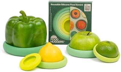 Food Huggers 5pc Reusable Silicone Food Savers, Sage Green