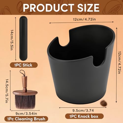 Knock Box with Wooden Coffee Brush, 5.5 Inch Espresso Grounds Bucket