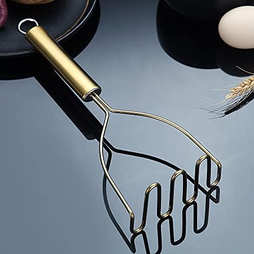 Gold Potato Masher, Stainless Steel Heavy Duty Metal Potato Ricer With