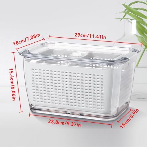 Cyrank Lettuce Keeper for Fridge, Produce Saver Container with Drain