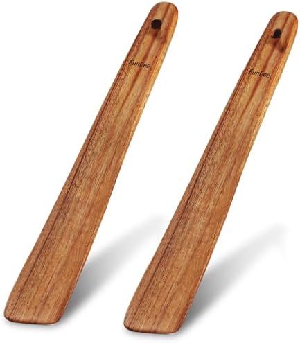2 Pack Teak Wood Spatula, 12 Inch Wooden Spoons for Cooking, Sourdough