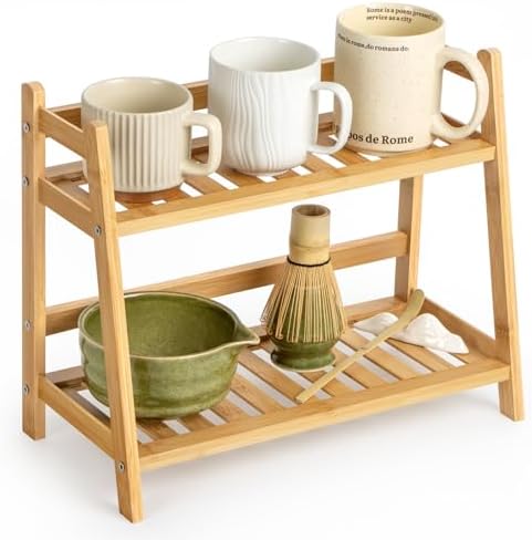ANBOXIT Bamboo Matcha Station Organizer, 2 Tier