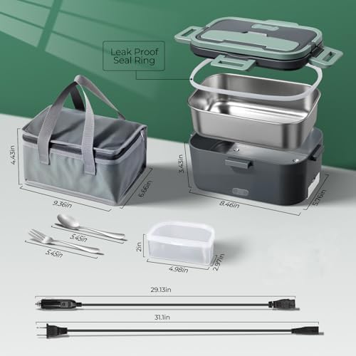 100W Electric Lunch Box for Adults 1.8L Portable Heated Lunch Box