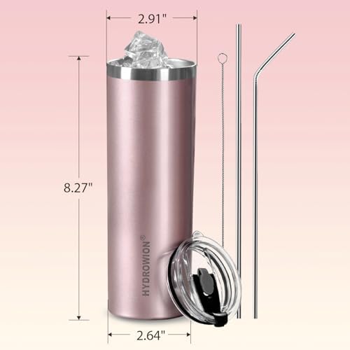 20 oz Insulated Tumbler Skinny Coffee Cup with Straw Lid 24 Hrs Cold