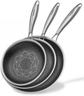 Non Stick Frying Pans Set, 3PC Hybrid Frying Pans Nonstick, Dishwasher & Oven Safe, Induction Compatible, With Stay-Cool Handle, PFOA Free Kitchen Cookware