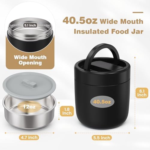 40.5oz Stainless Steel Soup Thermo, Black