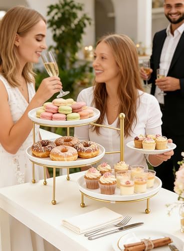 Tiered Serving Tray for Party, 10 Inch Dessert Display Stand, Gold