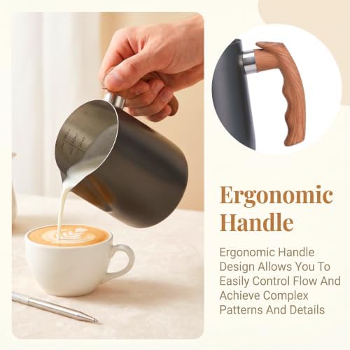 Milk Frothing Pitcher Set, 2pcs 20oz/600ml Stainless Steel Espresso