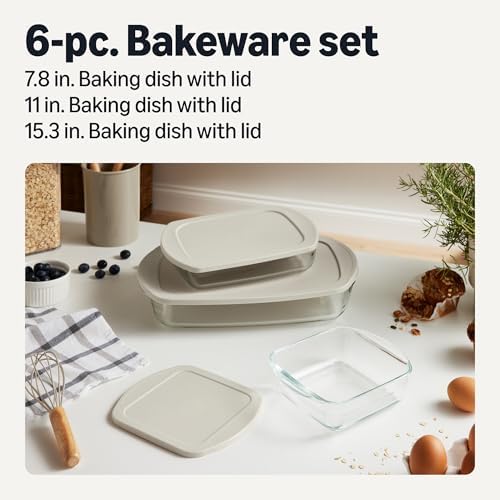 Amazon Basics 6-Piece Glass Baking Dishes with Lids