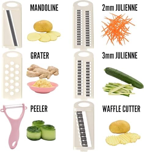 NACOLUS Mandoline Slicer, 5-in-1, Pink